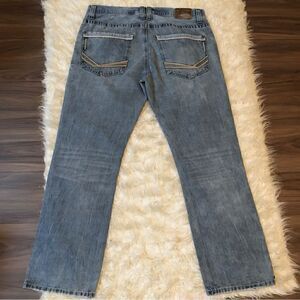 36/32 Axe Crown Big Chill!Baby Blue washed distressed Denim Jeans